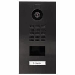 DoorBird Flush Mount IP Video Door Station, 1 Call Button, Brushed Titanium