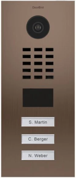 DoorBird MDU IP Video Door Intercom For 3 Tenants, 3 Call Buttons, Bronze-Finish